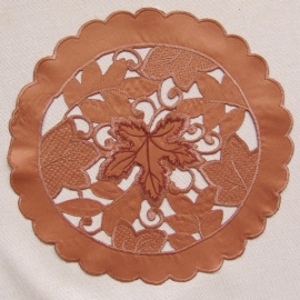 Runde Decke - terra Stickerei Blätter (30 cm)