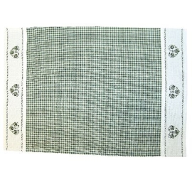 Decke - grün-weiß kariert Stickerei "Herz" (35/50 cm)