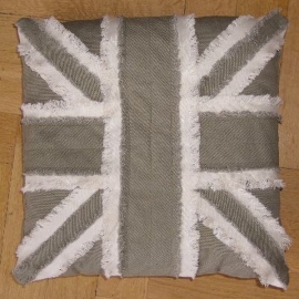 Kissenhülle - Kissenhülle ecru-oliv "englische Flagge" (50/50 cm)