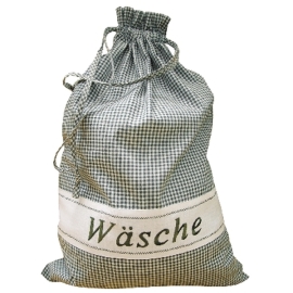 Küche und mehr - Wäschesack, grün-weiß kariert (45/65 cm)