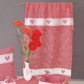 Küche und mehr - Überhandtuch, rot-weiß kariert Stickerei "Herz" (70/100 cm)