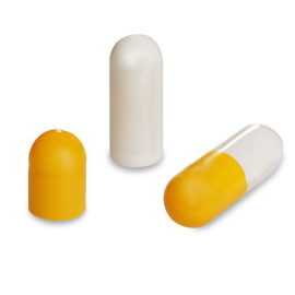 Gelatinekapseln gelb / weiß Größe 2 - 100 Stück