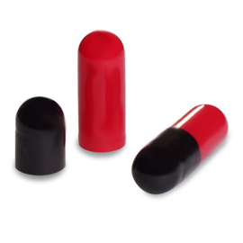 Gelatinekapseln rot / schwarz - Größe 0 - 10.000 Stück - getrennt