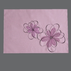 Decke - flieder-bunt Stickerei "Blumen" (35/50 cm)