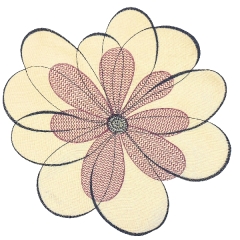  0 30 Aufleger, ecru-bunt Stickerei Blüte