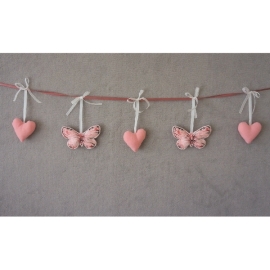Dekoartikel - 100 cm, "Herzen und Schmetterlinge rosa" (100 cm)