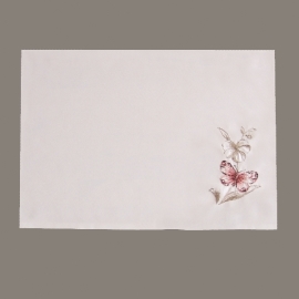 Decke - weiß-bunt Stickerei "Schmetterling" (35/50 cm)