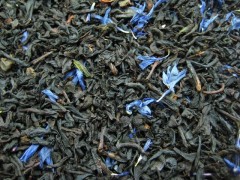 ENGLISH EARL GREY BLUE FLOWER - schwarzer Tee - in einer Black Jap Dose eckig (Teedose) - 77x77x100mm (75g)