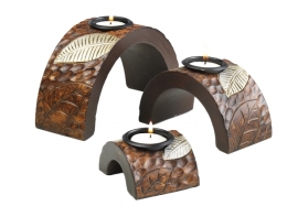 Kerzenhalter aus Holz mit 1 Teelicht 3´er Set