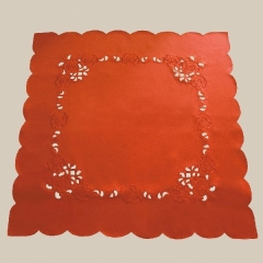 Mitteldecke - rot Stickerei "Blumen" (85/85 cm)