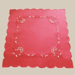 Mitteldecke - pink Stickerei "Blumen" (85/85 cm)