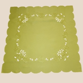 Mitteldecke - apfelgrün Stickerei "Blumen" (85/85 cm)