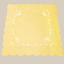 Mitteldecke - gelb Stickerei "Blumen" (85/85 cm)