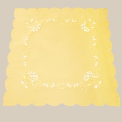 Mitteldecke - gelb Stickerei "Blumen" (85/85 cm)