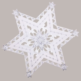Sterne Weihnachten - weiß-silber Stickerei "Sterne" (30 cm)