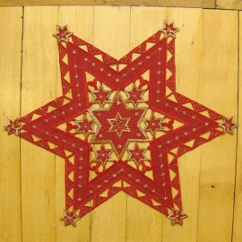 Sterne Weihnachten - rot-gold Stickerei "Sterne" (40 cm)