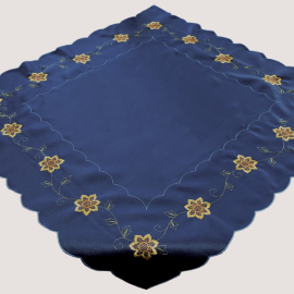 Mitteldecke - dunkelblau-bunt Stickerei "Sonnenblume" (85/85 cm)