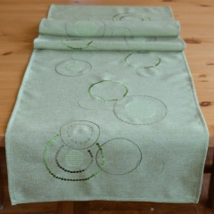 Tischläufer - grün Stickerei "Kreise"...