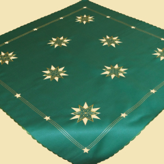 85x85 cm Mitteldecke - grün-gold Stickerei Sterne (SP)