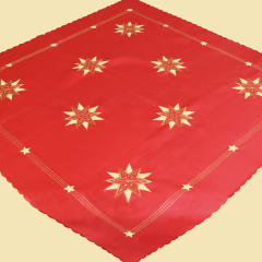 85x85 cm Mitteldecke - rot-gold Stickerei Sterne (SP)