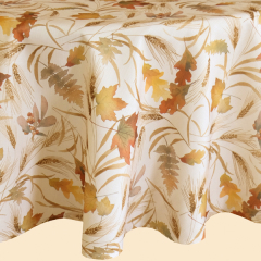 Ø 150 cm Runde Decke  - Textildruck Motiv Herbstlaub