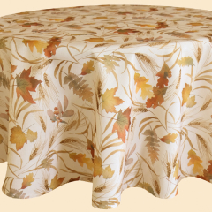 Ø 130 cm Runde Decke  - Textildruck Motiv Herbstlaub