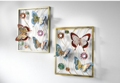 Wandbild Schmetterlinge bunt Metall 2er Set