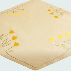 Mitteldecke - 85 x 85 cm beige-bunt Stickerei Tulpen (SP)