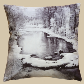 Kissenhülle - 40 x 40 cm Kissenhülle Fotodruck schwarz-weiß Winterlandschaft