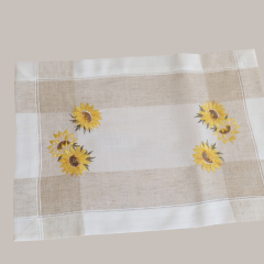 Decke - 35 x 50 cm ecru beige-bunt Stickerei Sonnenblumen