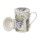 Lavendel - Porzellan-Teesiebbecher mit Deckel und Sieb - New Bone China - 2er Set
