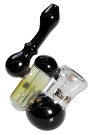 Bubbler Glas Handpfeife mit Vorkühler - schwarz - L H 190mm