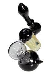 Bubbler Glas Handpfeife mit Vorkühler - schwarz - L H 190mm