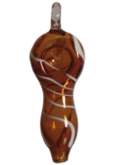 Mini-Pfeife Anhänger mit Spiralstreifen - amber