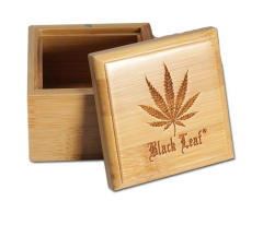 Black Leaf Blatt Aufbewahrungsbox aus Bambus - 70x70x55mm