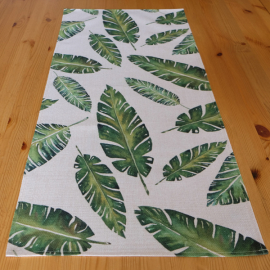 Tischläufer - Druckmotiv "Blätter - grün" Leinenoptik - (40x90 cm)