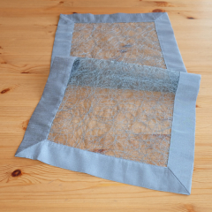 Tischläufer - Organza Stickerei grau - (40x90 cm)