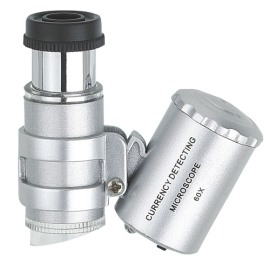 GIB Industries LED Scope, Mini-Mikroskop mit LED-Beleuchtung, Vergrößerung 60-fach