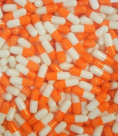 Gelatinekapseln orange / weiß - Größe 0 - 100 Stück