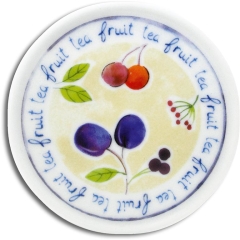 Fruit Tea Porzellan-Teesiebbecher mit Deckel und Edelstahlsieb, 3 Dekore sortiert
